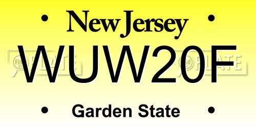 WUW20F New Jersey License Plate