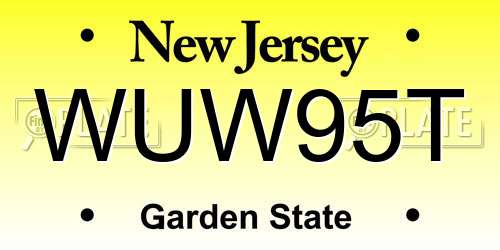 WUW95T New Jersey License Plate