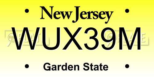 WUX39M New Jersey License Plate
