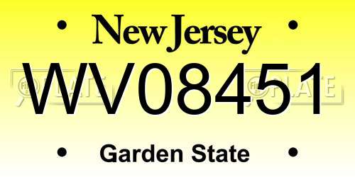 WV08451 New Jersey License Plate