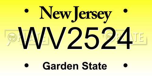 WV2524 New Jersey License Plate
