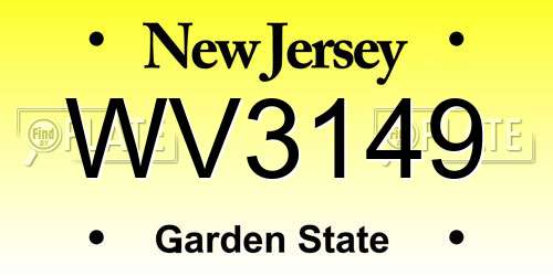 WV3149 New Jersey License Plate