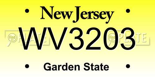 WV3203 New Jersey License Plate