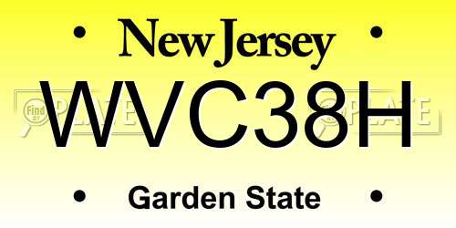 WVC38H New Jersey License Plate