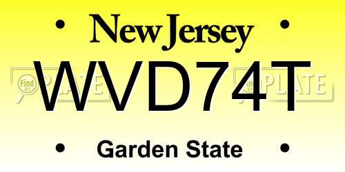 WVD74T New Jersey License Plate
