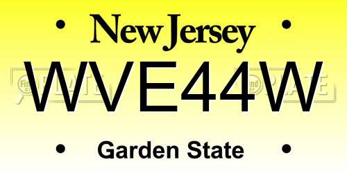 WVE44W New Jersey License Plate