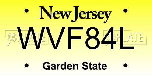 WVF84L New Jersey License Plate