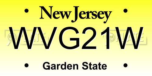 WVG21W New Jersey License Plate