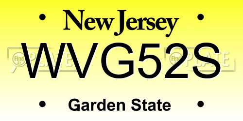 WVG52S New Jersey License Plate