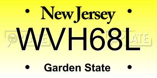 WVH68L New Jersey License Plate