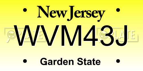WVM43J New Jersey License Plate