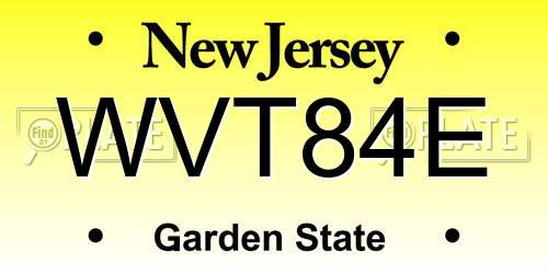 WVT84E New Jersey License Plate