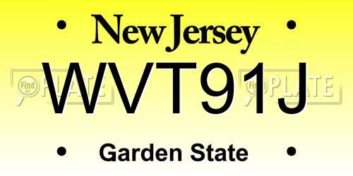 WVT91J New Jersey License Plate
