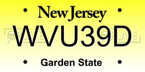 WVU39D New Jersey License Plate