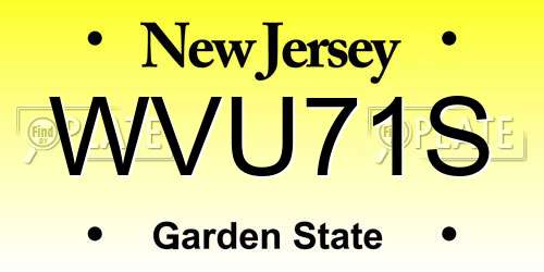 WVU71S New Jersey License Plate