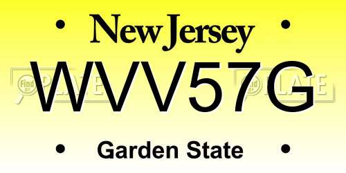 WVV57G New Jersey License Plate