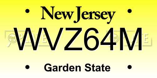 WVZ64M New Jersey License Plate
