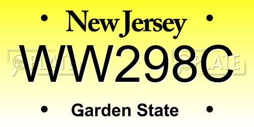 WW298C New Jersey License Plate