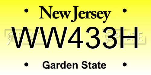 WW433H New Jersey License Plate