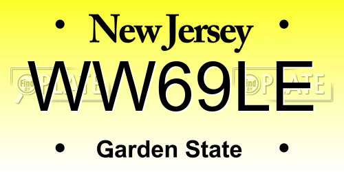 WW69LE New Jersey License Plate