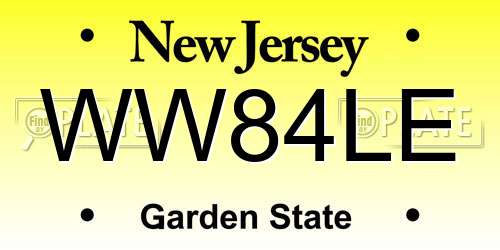 WW84LE New Jersey License Plate