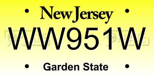 WW951W New Jersey License Plate