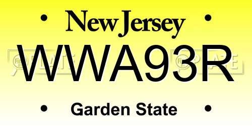 WWA93R New Jersey License Plate