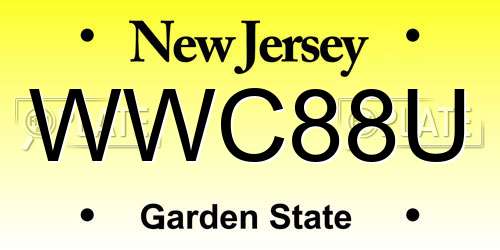 WWC88U New Jersey License Plate