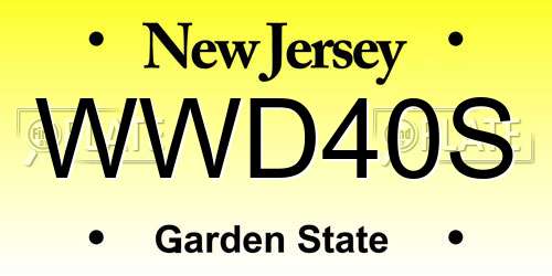 WWD40S New Jersey License Plate