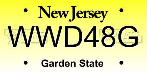 WWD48G New Jersey License Plate