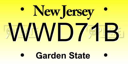 WWD71B New Jersey License Plate