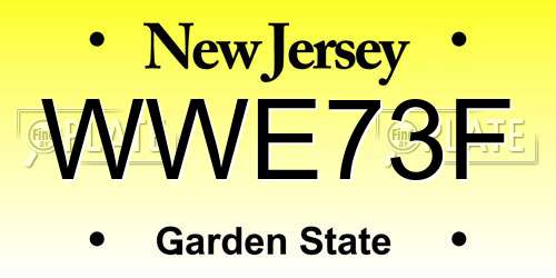 WWE73F New Jersey License Plate