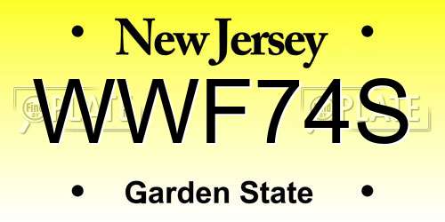 WWF74S New Jersey License Plate