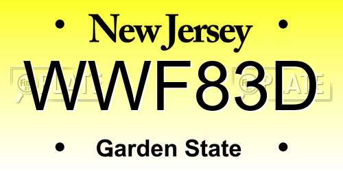 WWF83D New Jersey License Plate