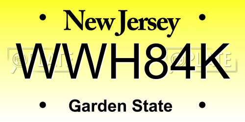 WWH84K New Jersey License Plate