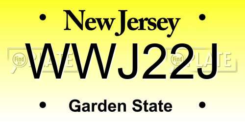 WWJ22J New Jersey License Plate