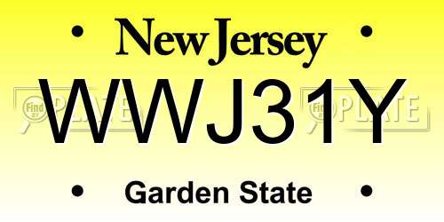 WWJ31Y New Jersey License Plate