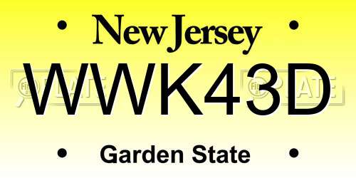 WWK43D New Jersey License Plate