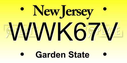 WWK67V New Jersey License Plate