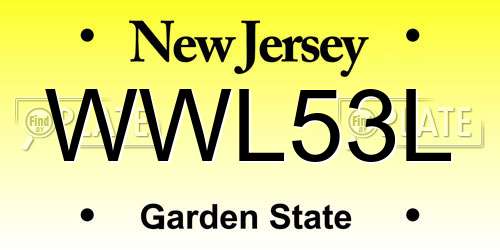 WWL53L New Jersey License Plate