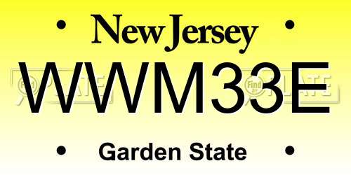 WWM33E New Jersey License Plate