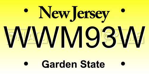 WWM93W New Jersey License Plate