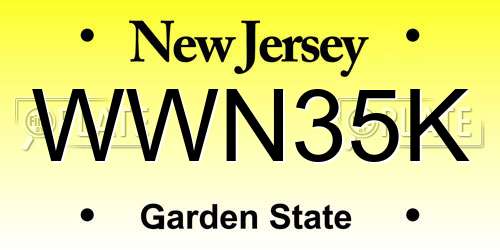 WWN35K New Jersey License Plate