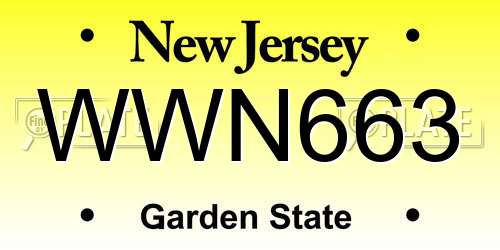 WWN663 New Jersey License Plate