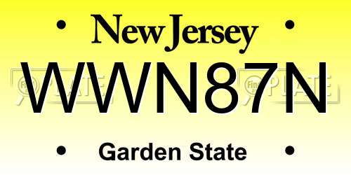 WWN87N New Jersey License Plate