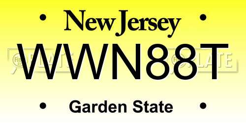 WWN88T New Jersey License Plate