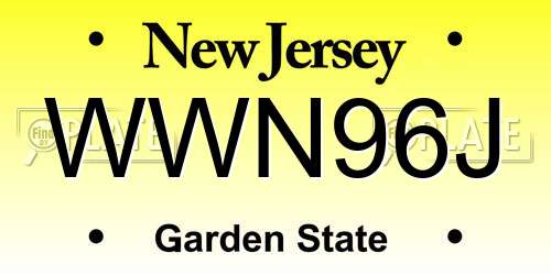 WWN96J New Jersey License Plate