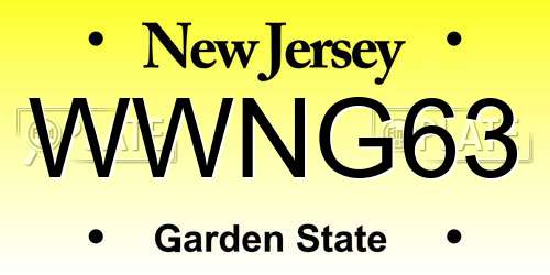 WWNG63 New Jersey License Plate