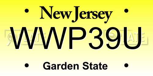 WWP39U New Jersey License Plate