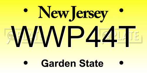 WWP44T New Jersey License Plate